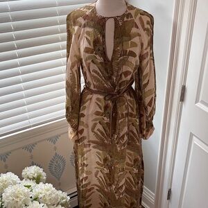 Zimmermann Brown Leaf Print Maxi Dress size 3